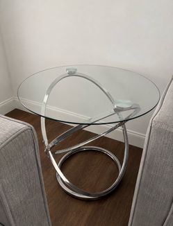 2 Round Glass Side Table Chrome Base