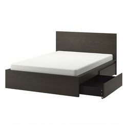 Queen Size Bed Frame With 2 Storage Drawers