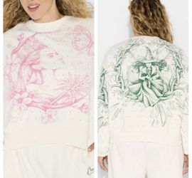 Wicked Women’s Extra Large Good/Bad Graphic Pullover Katie Kime Sweatshirt Cream XL NWT