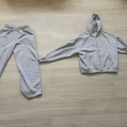 Lucid Blanks L Large Sweatsuit Gray Sweatshirt Sweatpants Zip Hoodie 300 GSM