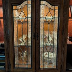 Oak Wall Unit With China Hutch