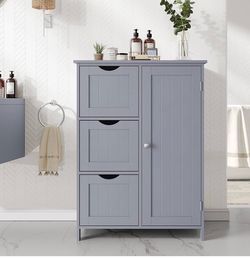 Floor Storage Cabinet, Freestanding Storage Unit with 3 Drawers, 1 Adjustable Shelf, for Bathroom Living Room Dining Kitchen, 11.8 x 23.6 x 31.5 Inche