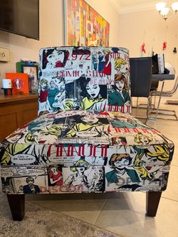 Pop Art Comic Strip Upholstered Accent Chair