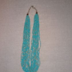 Women's Multi-layered Necklace With Gold And Turquoise Beads