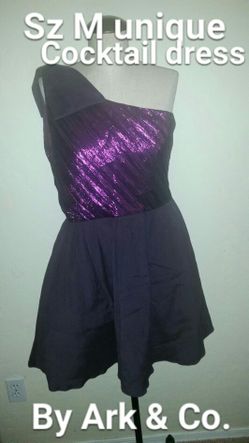 New Sz M juniors unique purple one-shoulder cocktail dress nwt by Ark & Co.