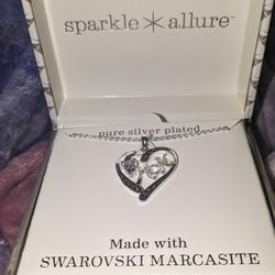 NEW Sparkle Allure Swarovski Marcasite Mom Silver Plated Pendant Necklace 