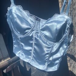 Satin Blue Corset Like Top