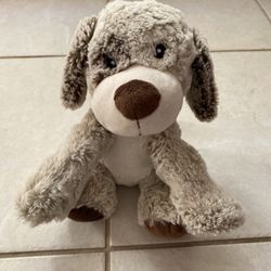 Kellytoy Puppy Dog Plush Toy Stuffed Animal Tan Black Eye Patch Sitting. 8"