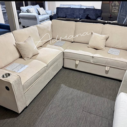 Gorgeous! Ivory sectional sofa with Pull-out bed & storage
