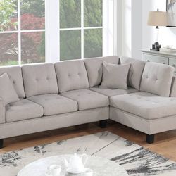 New! 2PC Fabric Upholstered Sectional Sofa and Chaise