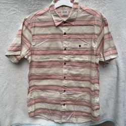 NWT Hurley Men's Large Striped Short Sleeve Button Down Shirt