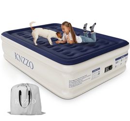 KNZZO Full Air Mattress 18" Elevated Inflatable Bed w Built-in Pump