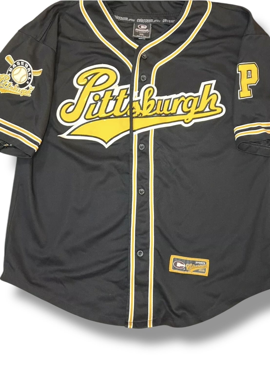 Vintage Colosseum Pittsburgh Panthers Baseball Jersey Sz XXL PRE PITT Appliqué