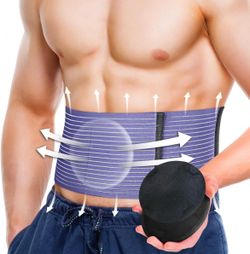 BLITZU Umbilical Hernia Belt for Men Women. Abdominal Binder Support Truss 2 Compression Pads, Surgery Recovery, Core & Back Stability, For Belly Butt