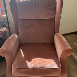 Vintage Mauve Recliner Set With Ottoman