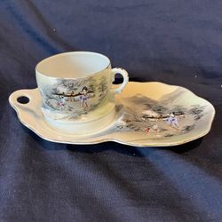 Vintage Kutani Eggshell Porcelain Tea Cup and Saucer Plate