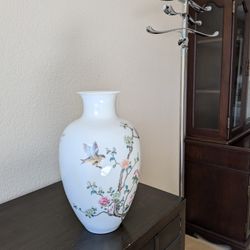 Large Chinese Famille Rose Bird & Flower Porcelain Vase
