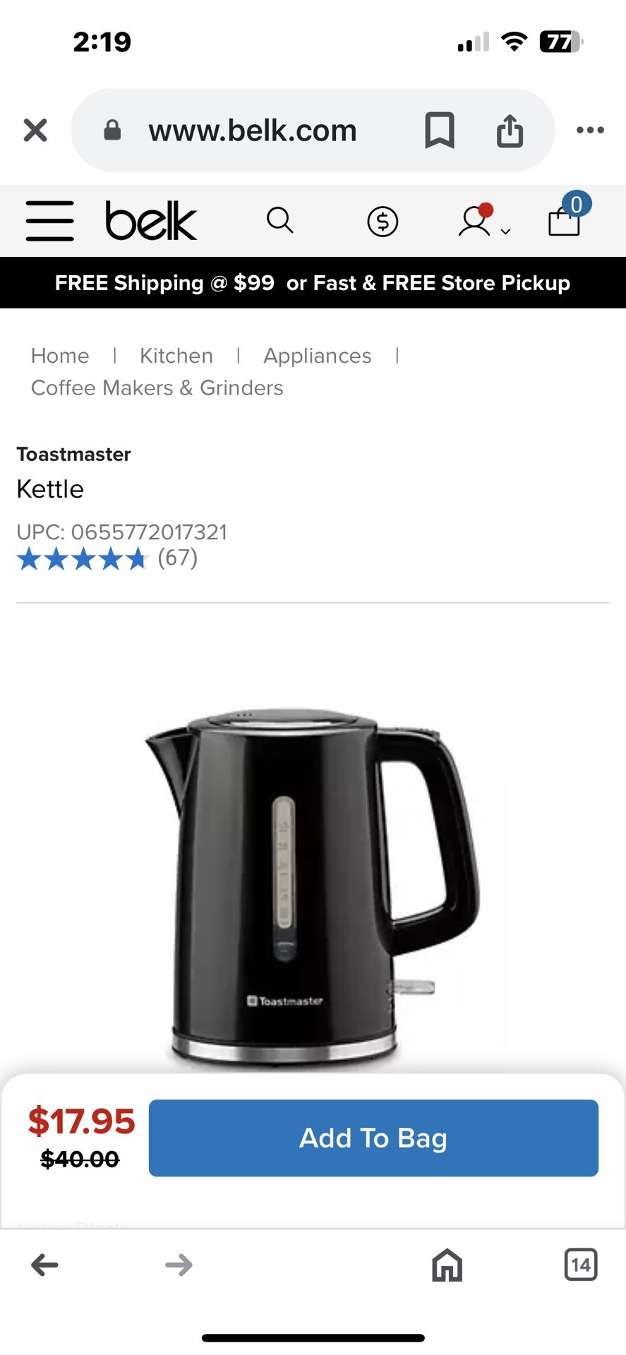 Toastmaster Bouillon’s de 1,7L