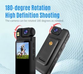 HD Body Camera with 180-Degree Rotating Lens