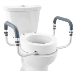 Handicap raised toilet seat with armrest