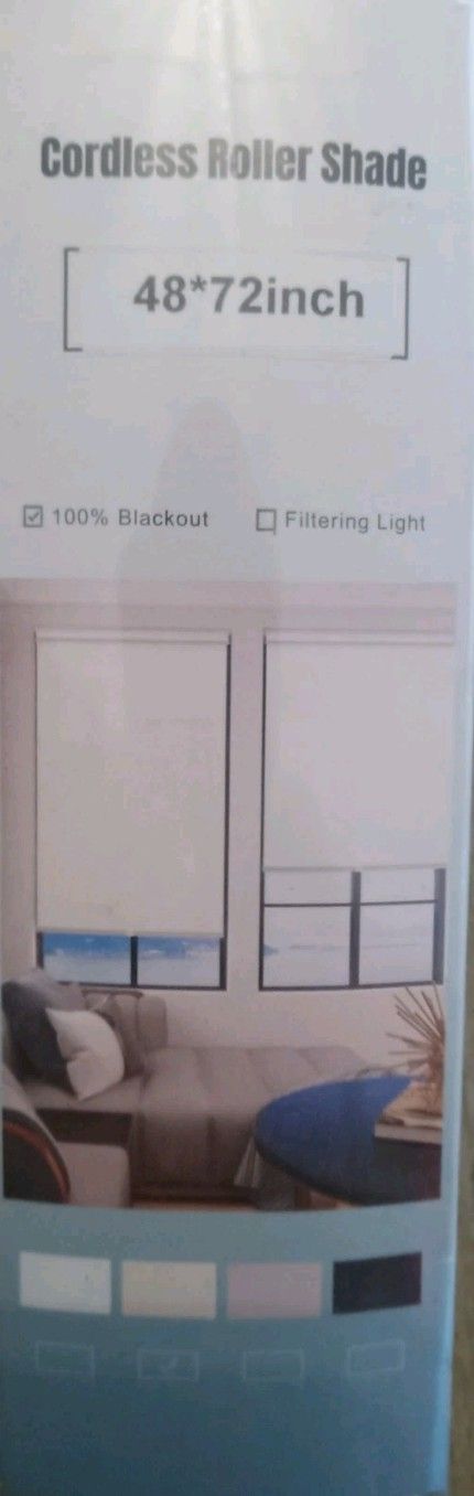 Cordless Roller Blackout Shades 44×72 White
