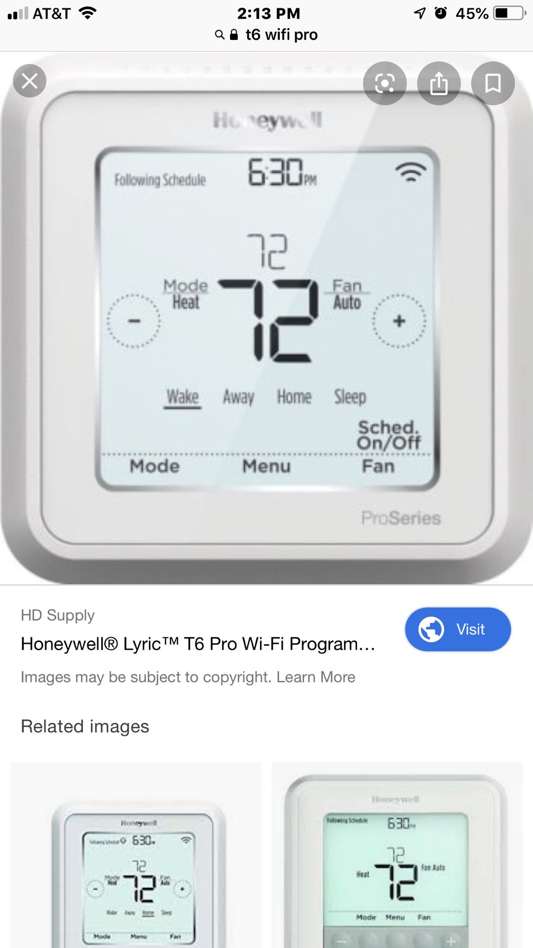 Honeywell t6 pro WiFi thermostat