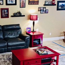 ❤️Gorgeous  2 Solid & Sturdy Red Coffee Table & End Table//with STORAGE DRAWERS