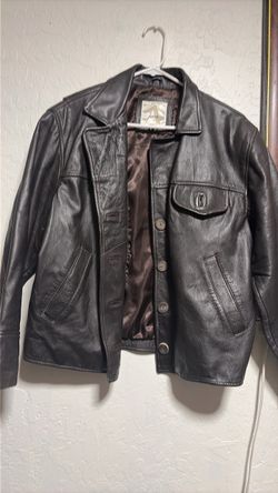 Black Leather Button-Front Jacket