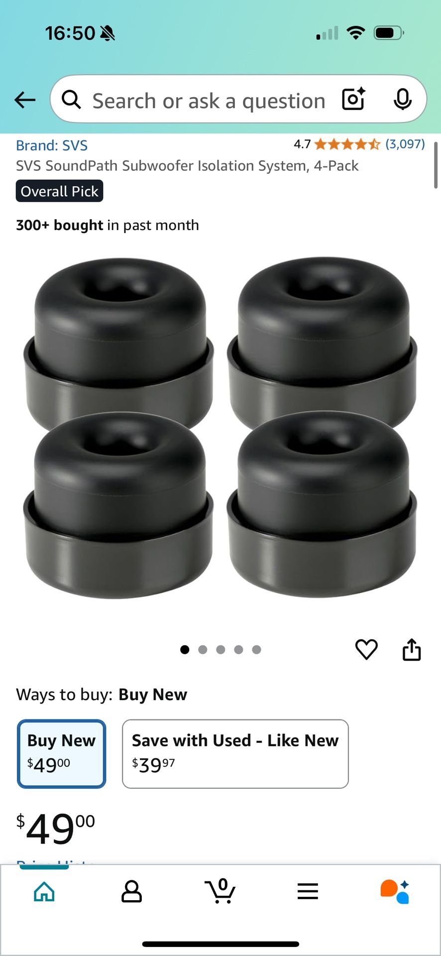 SVS SoundPath Subwoofer Isolation System, 4-Pack