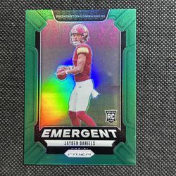 2024 Panini Prizm - Emergent Jayden Daniels #2 Green Prizm RC Rookie Commanders