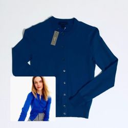 J.Crew Cotton-Blend Jackie Cardigan Sweater Cobalt Blue Women’s XXS