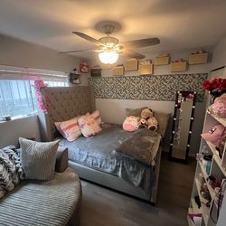 Light gray bed & Couch