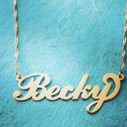 Custom personalized, 10 karat gold name, necklace chain