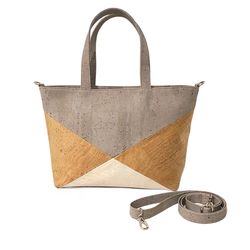 New 100% Natural Cork Leather Tote & Crossbody Bag, Tricolor