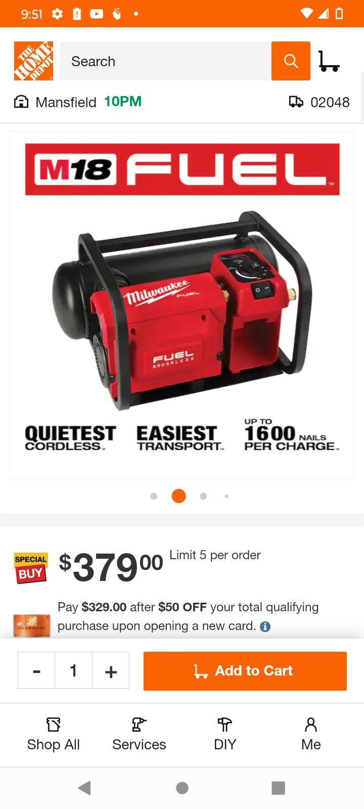 Brand New! Cordless Milwaukee M18 Air Compressor