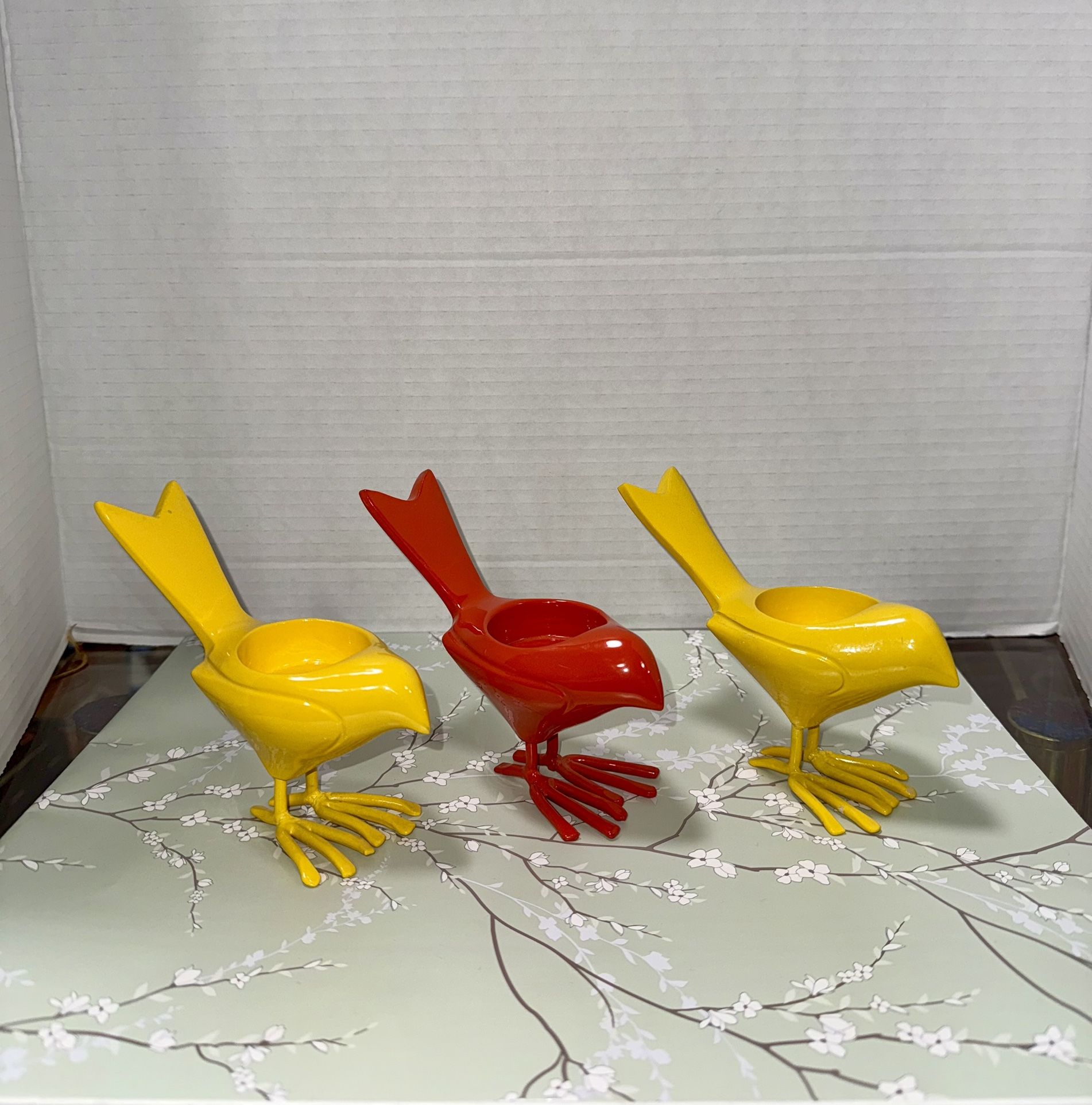 3 CB2 Chick Tealight Candle Holder Solid Metal Votive Enamel Coated