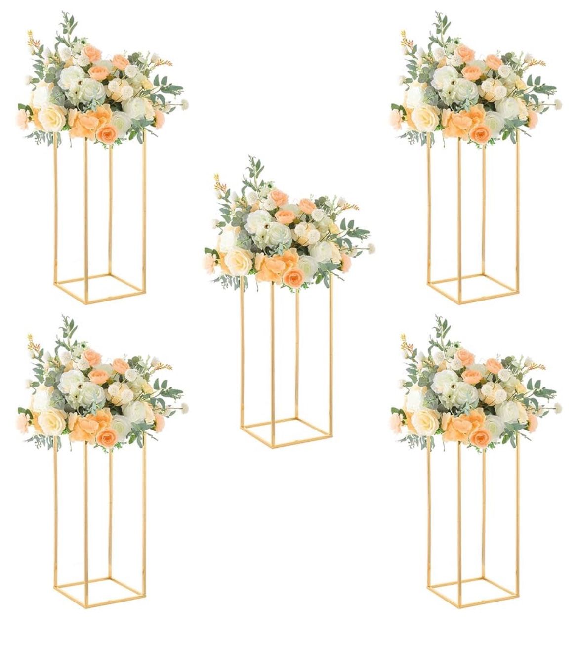 23.6inches Tall Gold Wedding Flower Vase,5pcs Flower Stand Centerpieces for Party Table Decoration