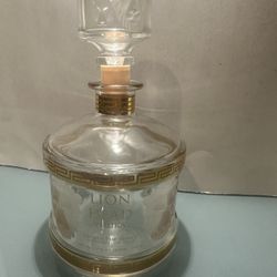 Lion Head Collectors Glass Bottle