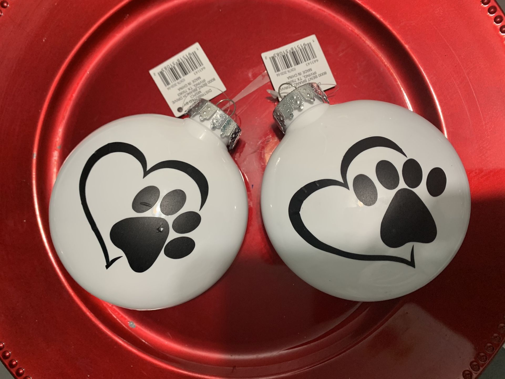 Dog Paw Christmas Ornaments