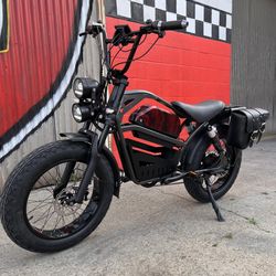 1500 Watt Electric Indy’N style Chopper Ebike, 33mph, Saddlebags, Metal Basket🔐FREE HEAVY DUTY 4ft Chain Lock W/Purchase