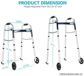OasisSpace Compact Folding Walker with Trigger Release and 5 Inches Wheels Narrow Lightweight Supports up to 350 lbs