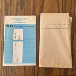 Simplicity Sewing Decorator Pattern 5662 Chaise Lounge Cushion Covers Vtg 1973