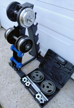 Weights, Dumbbell Rack, Dumbbell Bars,  Collars ,Dumbbells And DP Ankle -Wrist Weights