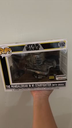 Funko Pop! Star Wars The Mandalorian in N-1 Starfighter w/ Grogu #592 Amazon Exclusive NIB