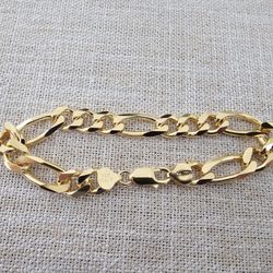 925 Sterling Silver Bracelet 18k Gold Plated 9 inches