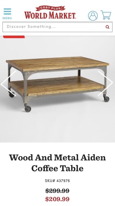 World Market Wood and Metal Aiden Coffee Table
