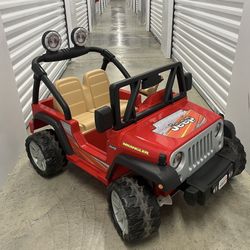 Power Wheels Jeep Wrangler Ride-On Battery Powered Vehicle with Charger & Storage Area for Preschool Kids Ages 3+ Years, Seats 2, Red