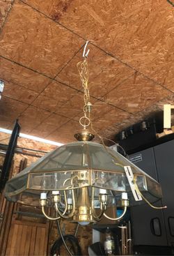 VINTAGE HANGING BRASS CHANDELIER WORKS