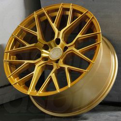 Gold 18” new rims tires set most cars