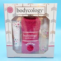 Valentine's Day Bodycology Cherry Blossom Body Cream Socks Mist Gift 3 Pcs SET